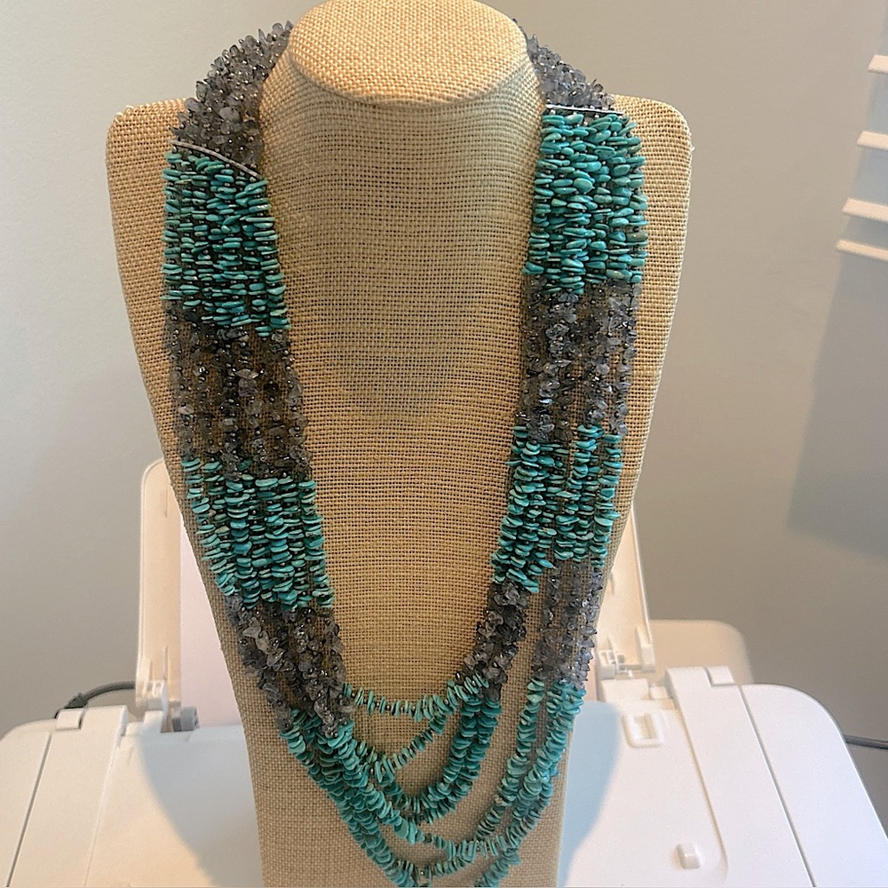 Estate Vintage Native Turquoise & Quartz Nuggets Sterling Findings